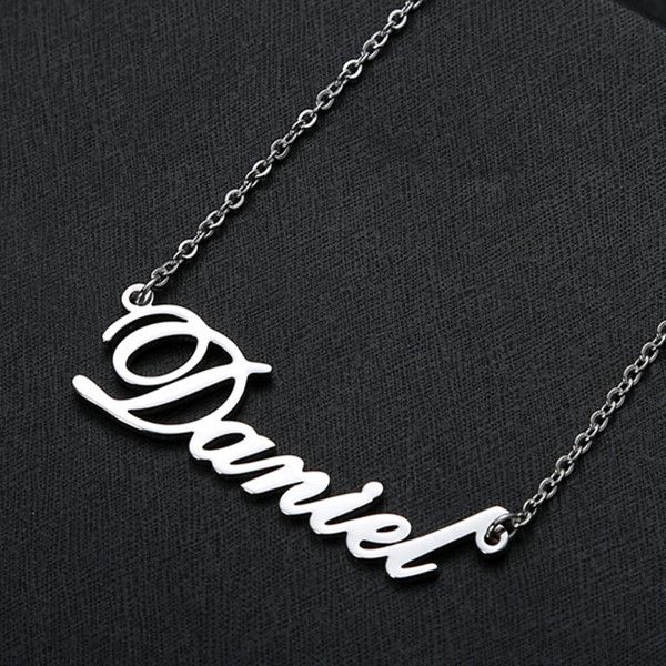 silver name with 18inch small chain