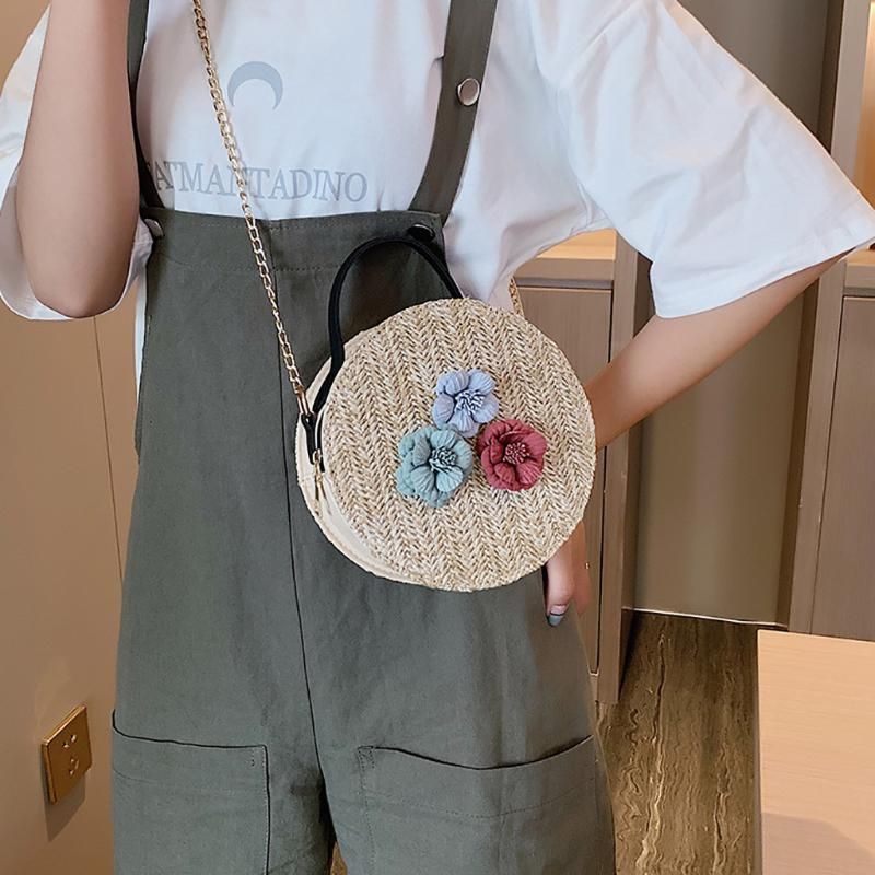 small round rattan bag