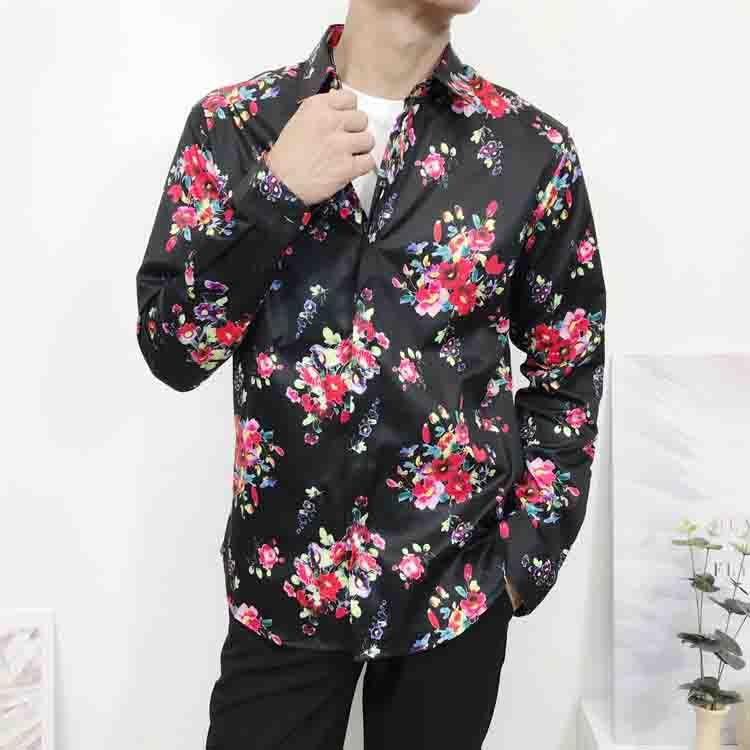 2019 9898 Men S Casual Slim Fit Shirts Medusa Men 3d Gold Floral