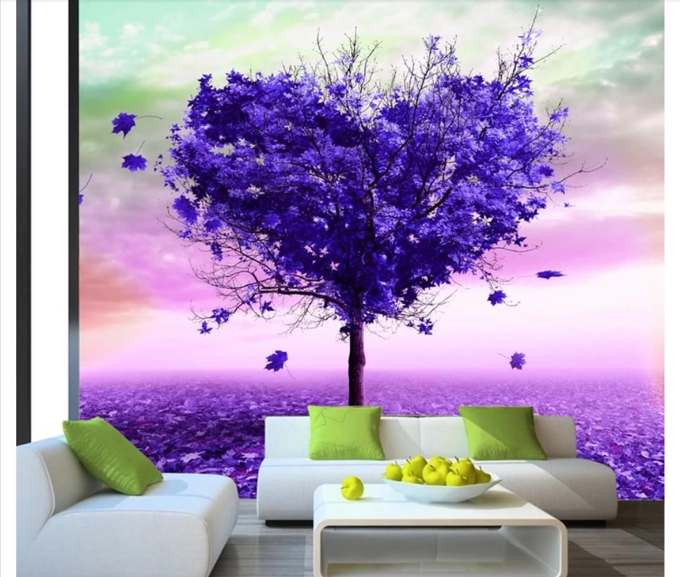 Grosshandel Benutzerdefinierte 3d Fototapete Tapete Wohnkultur Lila Herz Geformt Baum Leere Wildnis Tv Sofa Hintergrund Wand Papel De Parede Von Zhu77 8 66 Auf De Dhgate Com Dhgate