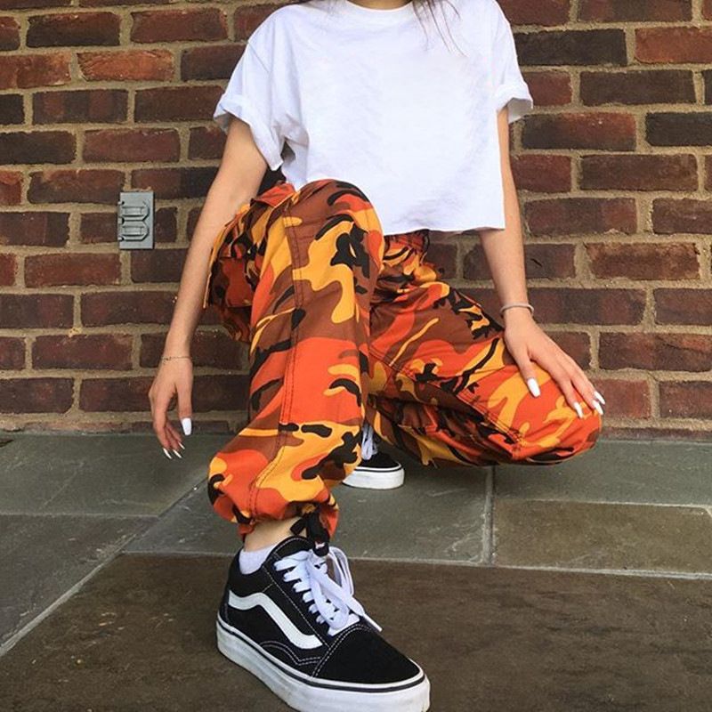 Acquistare Pantaloni Mimetici Da Donna Casual Rosa Camo Sweatpant Moda  Grigio Arancione Pantaloni Cargo Arancione Alla Vita Pantaloni Da Donna  Streetwear Streetwear 2019 Economico | Consegna Veloce E Qualità | It.Dhgate
