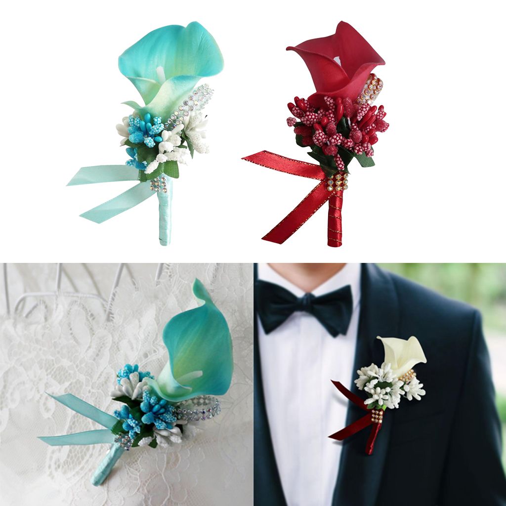 3pcs Flower Men BOUTONNIERE Handmade Silk Men Corsage for Groom Wedding 