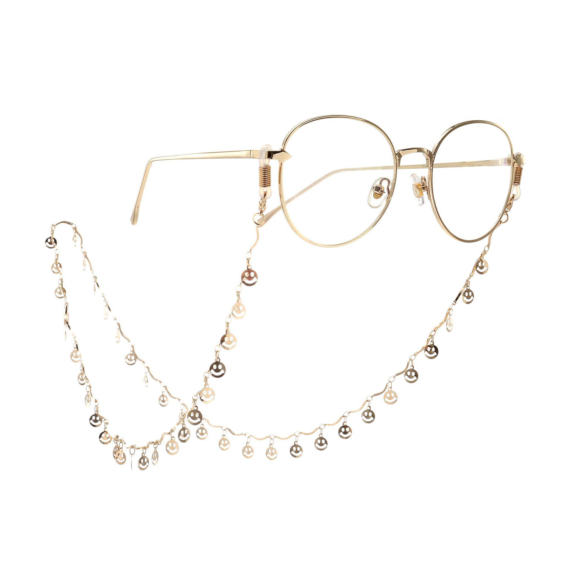 Compra Moda Gafas Correa De Cordón Hombres Mujeres Lentes Titular Cordón  Metal Sonrisa Decoración Gafas De Sol Collar De Cadena Barato | Entrega  Rápida Y Calidad | Es.Dhgate