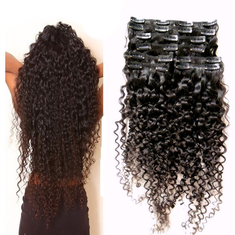 Afro Kinky Curly Clip In Human Hair Extensions 4b 4c Brazilian