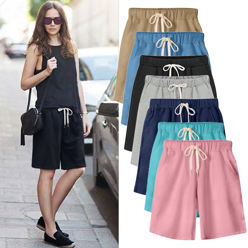 womens knee length jersey shorts