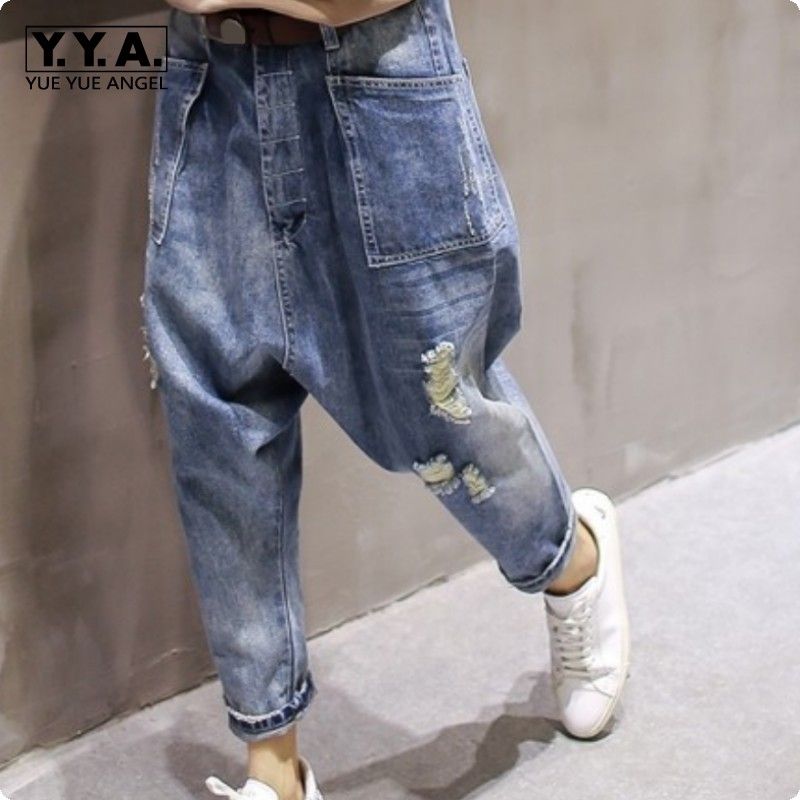 Compre Pantalones Para Mujer Capris Autumn Llegada Para Mujer BF Estilo  Drop Crotch Harem Denim Vaquero Carpintero Agujero Ripped Jeans Flojo  Ajuste Largo A 53,97 € Del Cravat | Es.Dhgate.Com