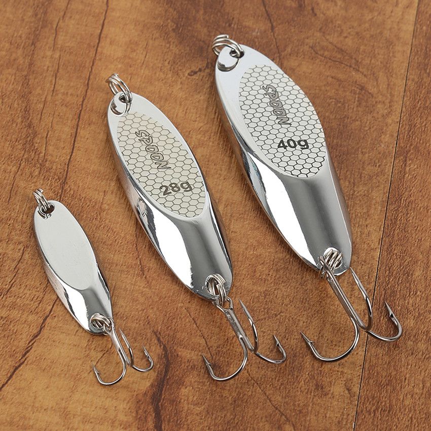 2020 7/28/40g Silver VIB Spoons Fishing Hooks Fishhooks 8/4/2 Hook