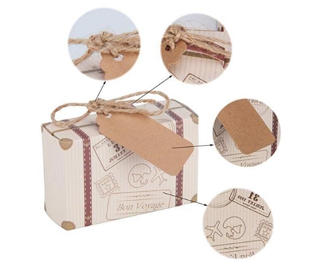 Scatole regalo piccole da 50 pezzi confezione regalo di caramelle Kraft con corda di canapa per feste di compleanno e matrimoni 2x2x2 pollici