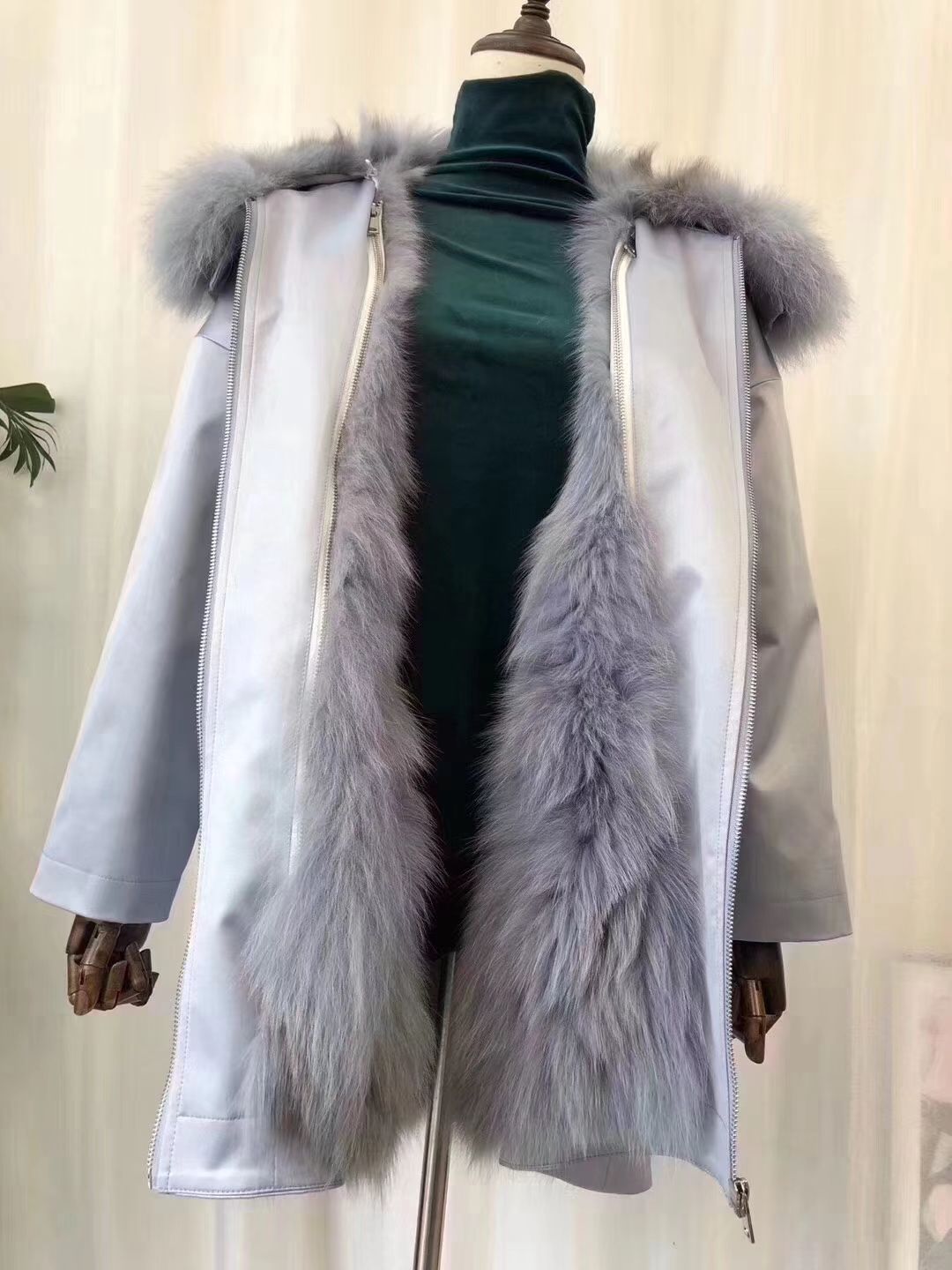 genuine fox fur trim down parka