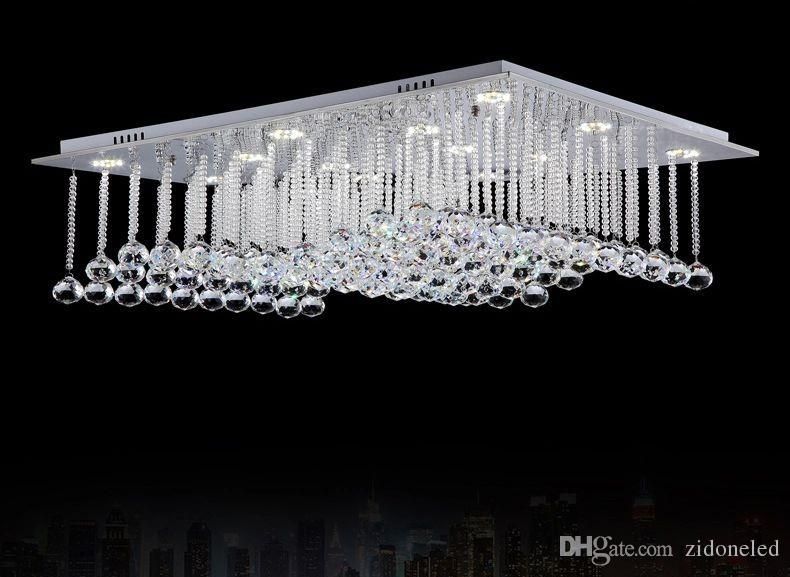 モダンクリスタル天井ランプ長方形の波クリスタルシャンデリア照明器具
