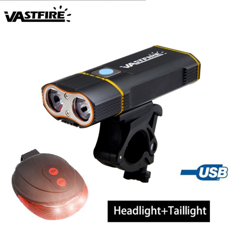 6000LM 2x XML L2 LED Front Bicycle Light Headlamp 18650 Rechargeable Taillight