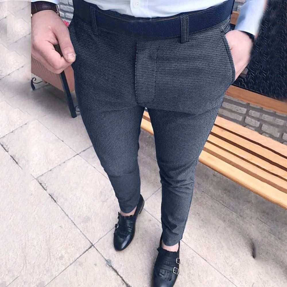 vimbhzlvigour Men Suit Pants,Plain Formal Slim Fit Straight Long Trousers for Business 