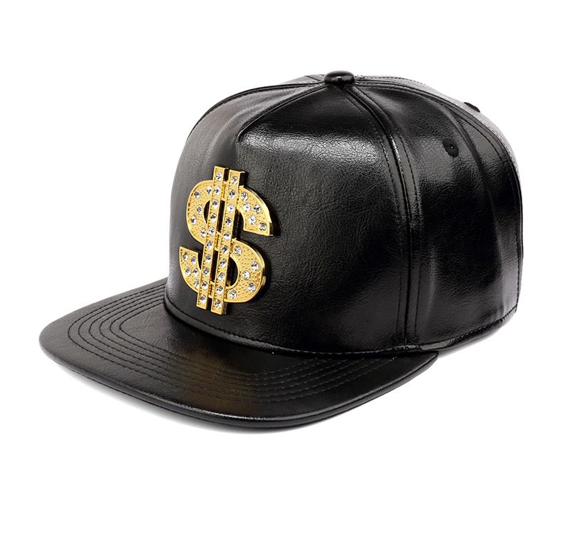 PU Leather Hip Hop Caps Adjustable Rapper Hiphop Caps Diamond Snapback