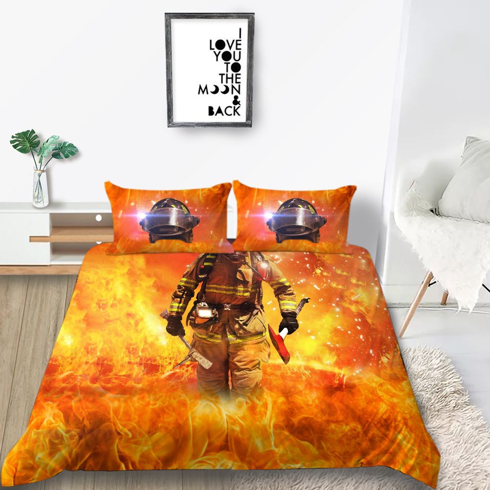 Firemen Bedding Set King Size Creative Classic Fashionable Duvet