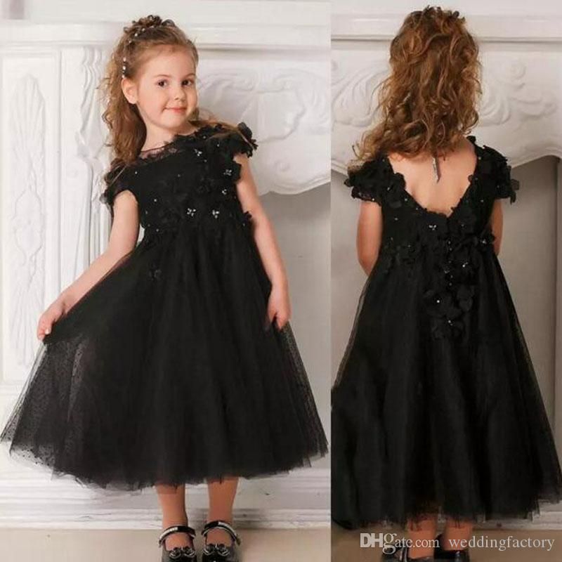 little girl black flower girl dress