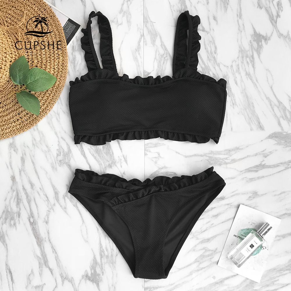 plain black bathing suit top