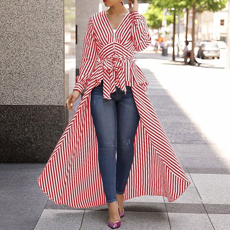 Blusa De Manga Larga Con Cordones Estampada A La Moda Blusa De Manga Larga Con Cordones Estampada A La Moda
