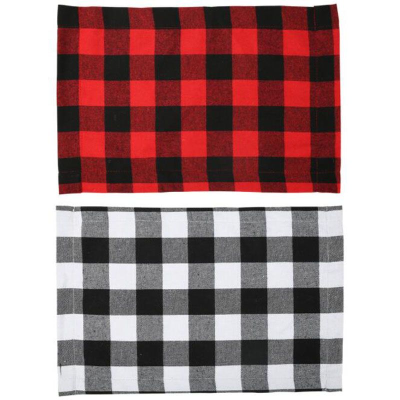 2020 Christmas Buffalo Plaid Burlap Placemats Double Sided