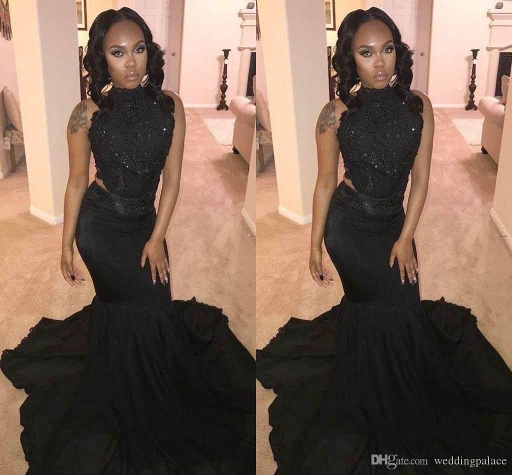 Mature Black Prom Dresses Sexy Mermaid 