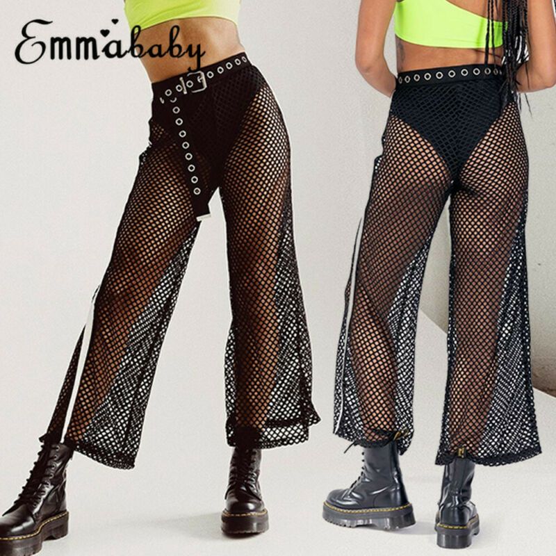 flared mesh trousers