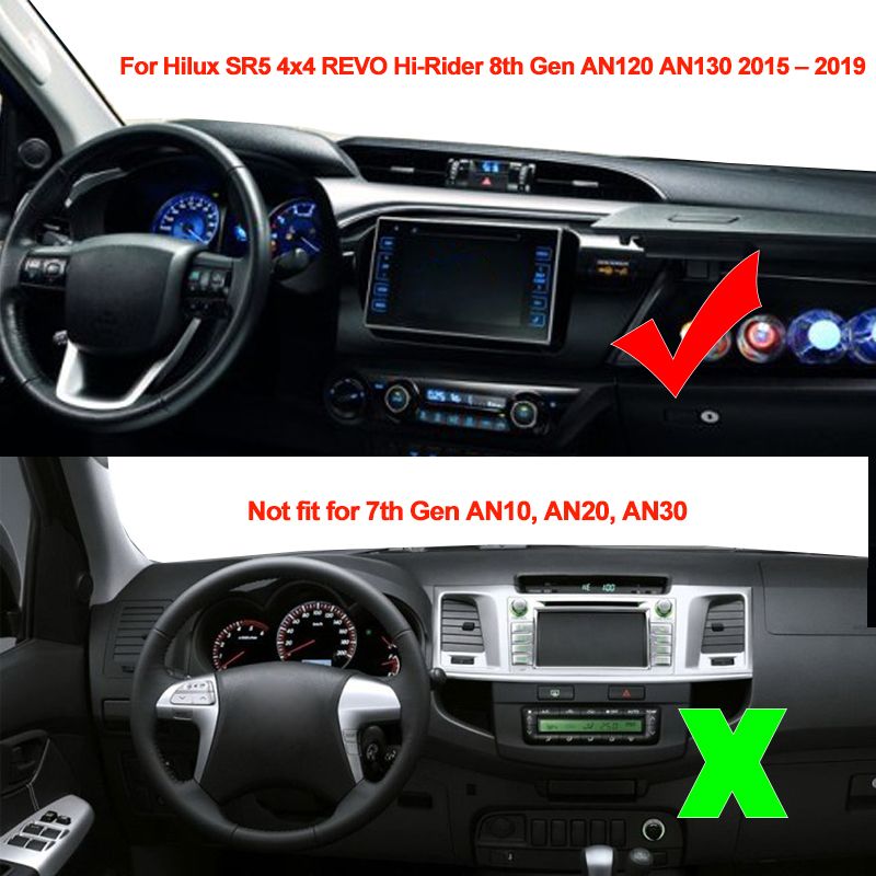Car Inner Dashboard Cover Dash Mat Carpet For Hilux Sr5 4x4 Revo Hi Rider 8th Gen An120 An130 2015 2016 2017 2018 2019 Car Interior Buttons Car