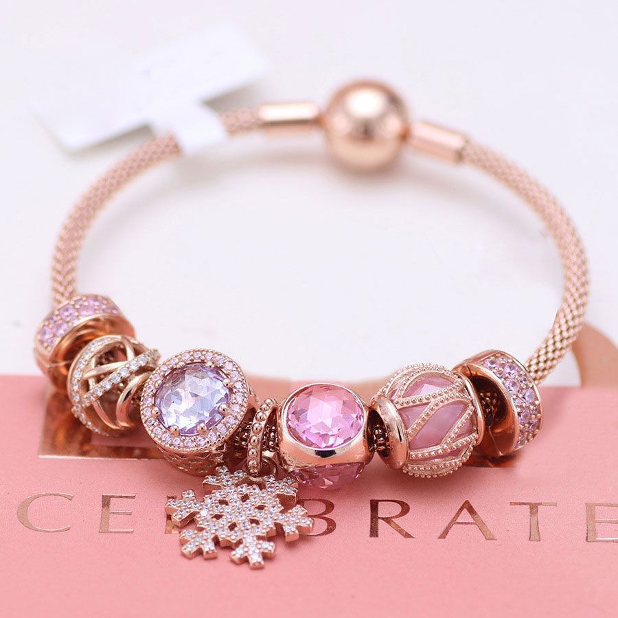 pandora silver and rose gold charm bracelet pandora silver and rose gold charm bracelet
