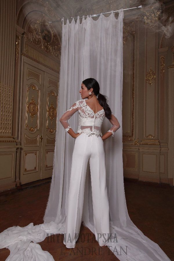 2020 Wedding Dress Pants Suit Sheer 