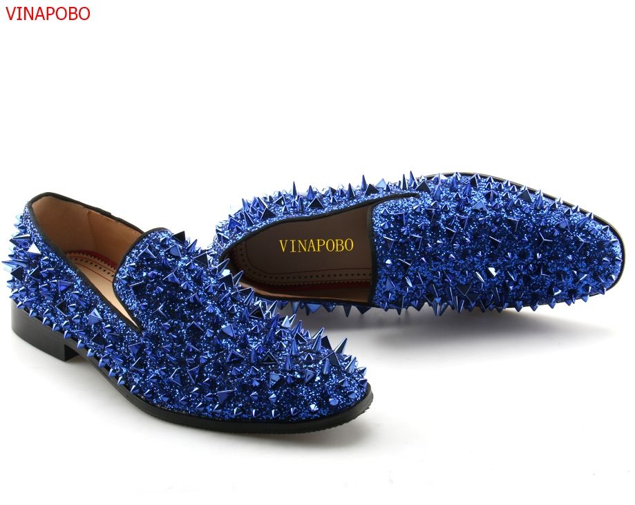 blue dress shoes with spikes