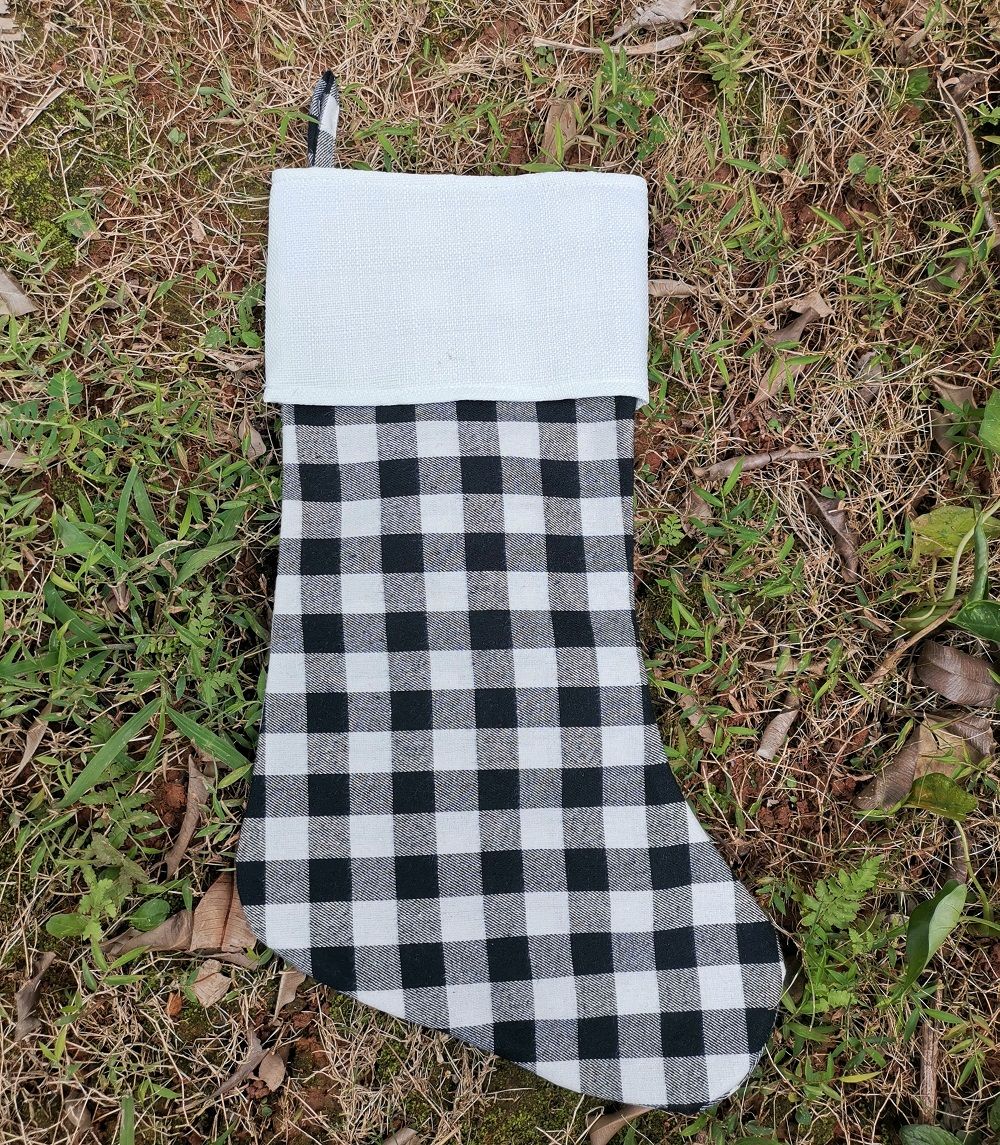 Cotton Buffalo Black Plaid Christmas Stockings Blank Polyester Linen ...