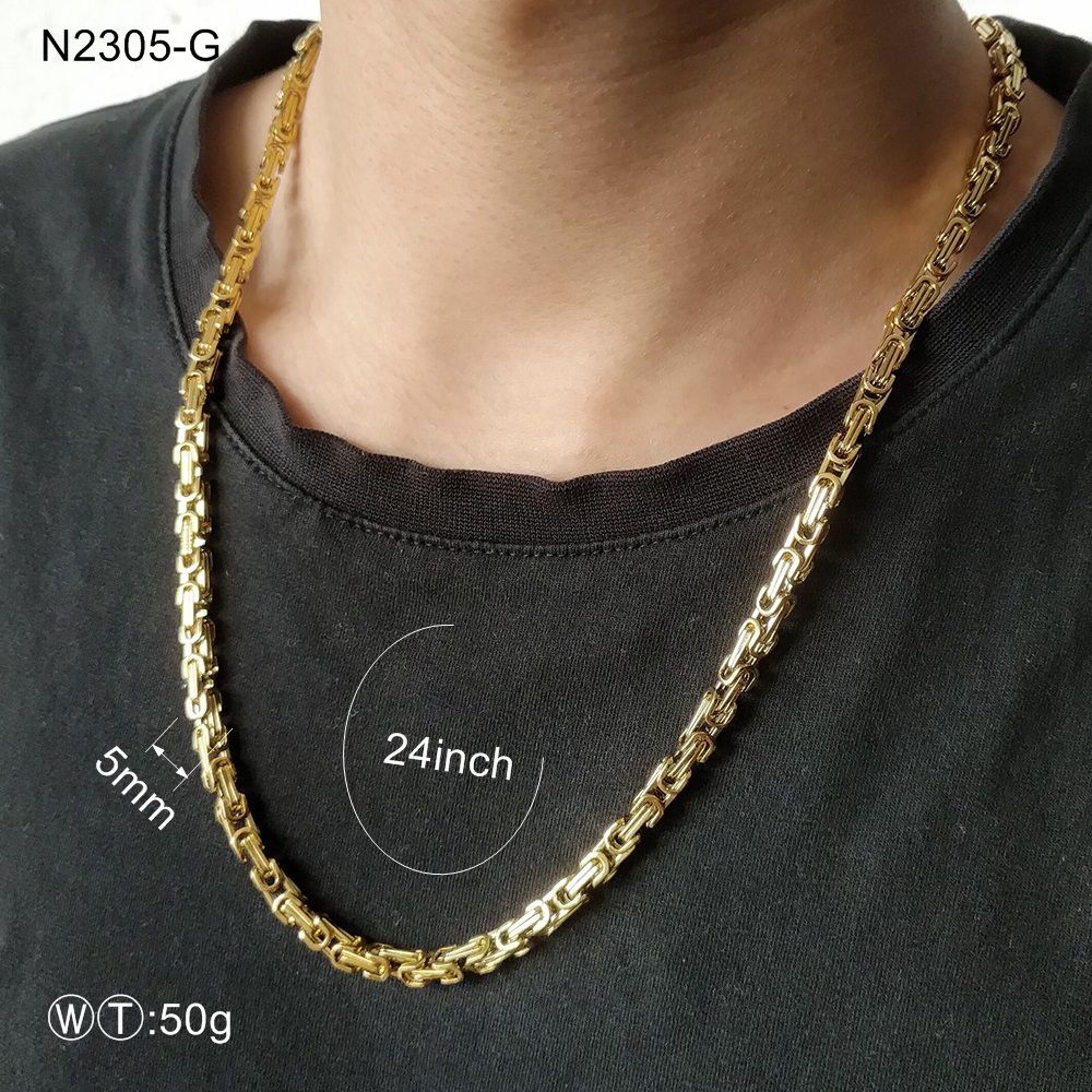 Men Jewelry Metal Necklace 24inch Gold 