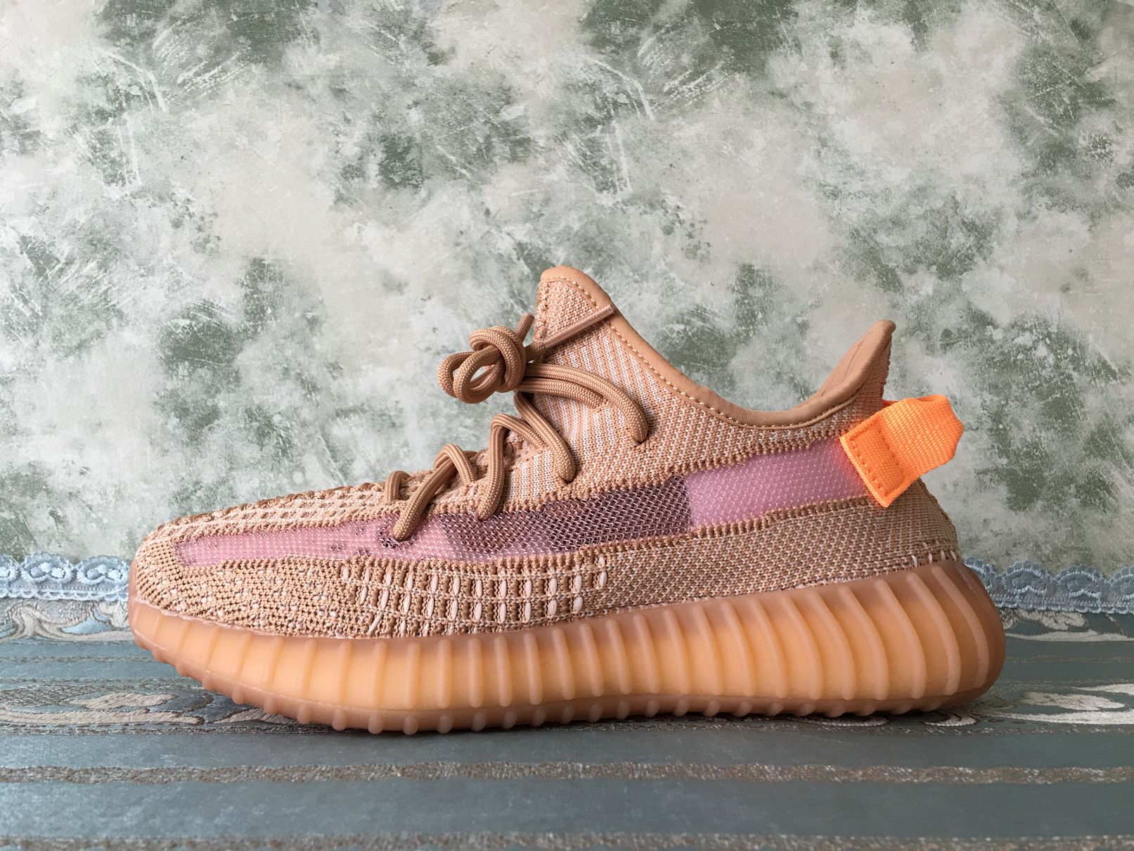 peach color sneakers