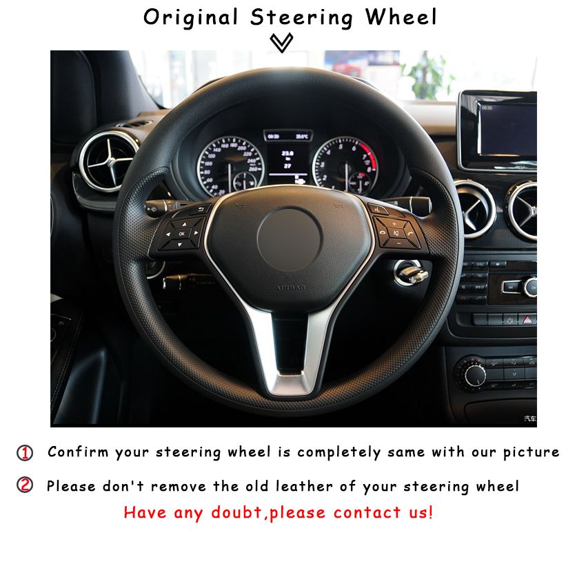 NATURAL LEATHER STEERING WHEEL COVER FOR MERCEDES W169