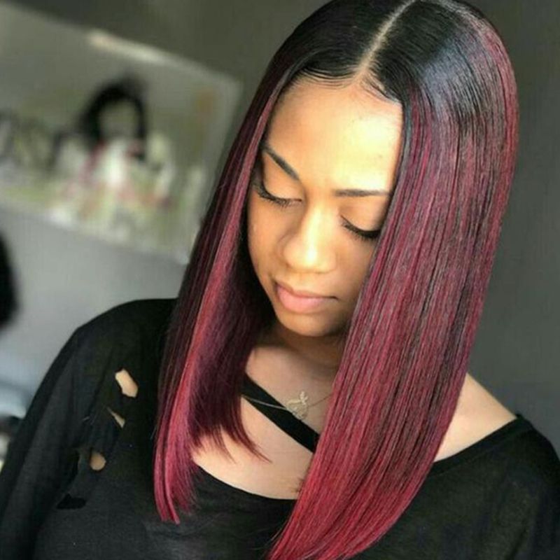 130 Density Burgundy Lace Front Human Hair Wigs For Black Women