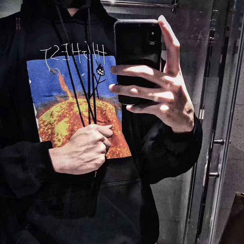 Travis Scott HITR Sun Hoodie Flame HIGHEST Printing Men Women