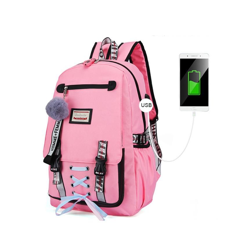 Bolsos escolares grandes para chicas adolescentes Usb con candado Mochila antirrobo Bolso mujer Bolso grande