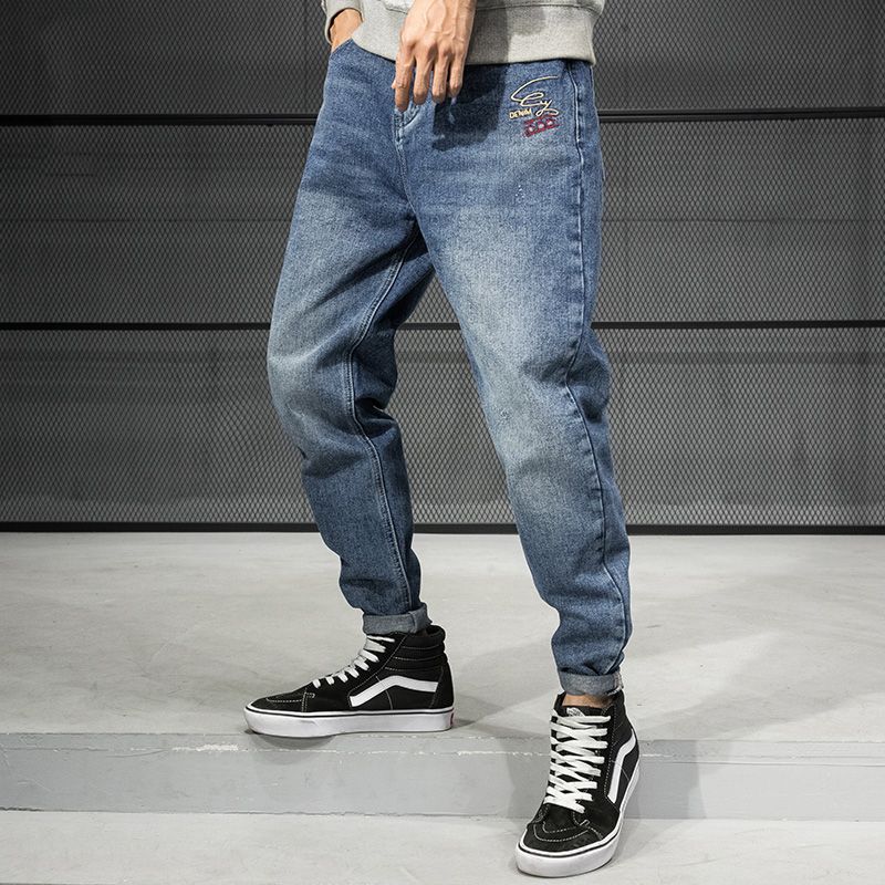 Pantalones vaqueros para hombre, jeans sueltos y elásticos, color gris,  azul claro, piernas rectas, informales, a la moda, nueva serie, primavera y  verano 2021|Pantalones vaqueros| - AliExpress