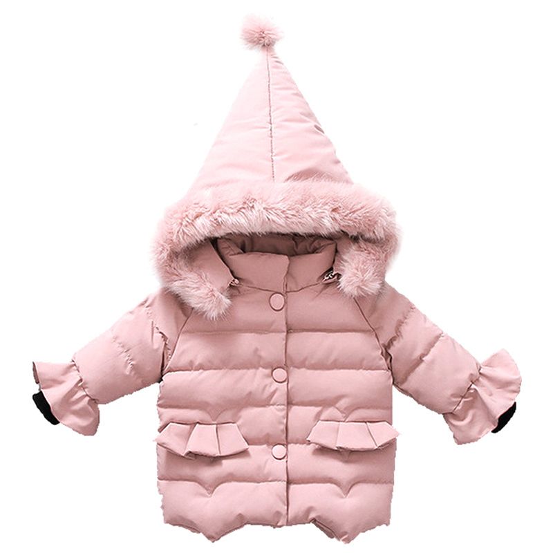 Pink Winter Coat With Fur Hood
