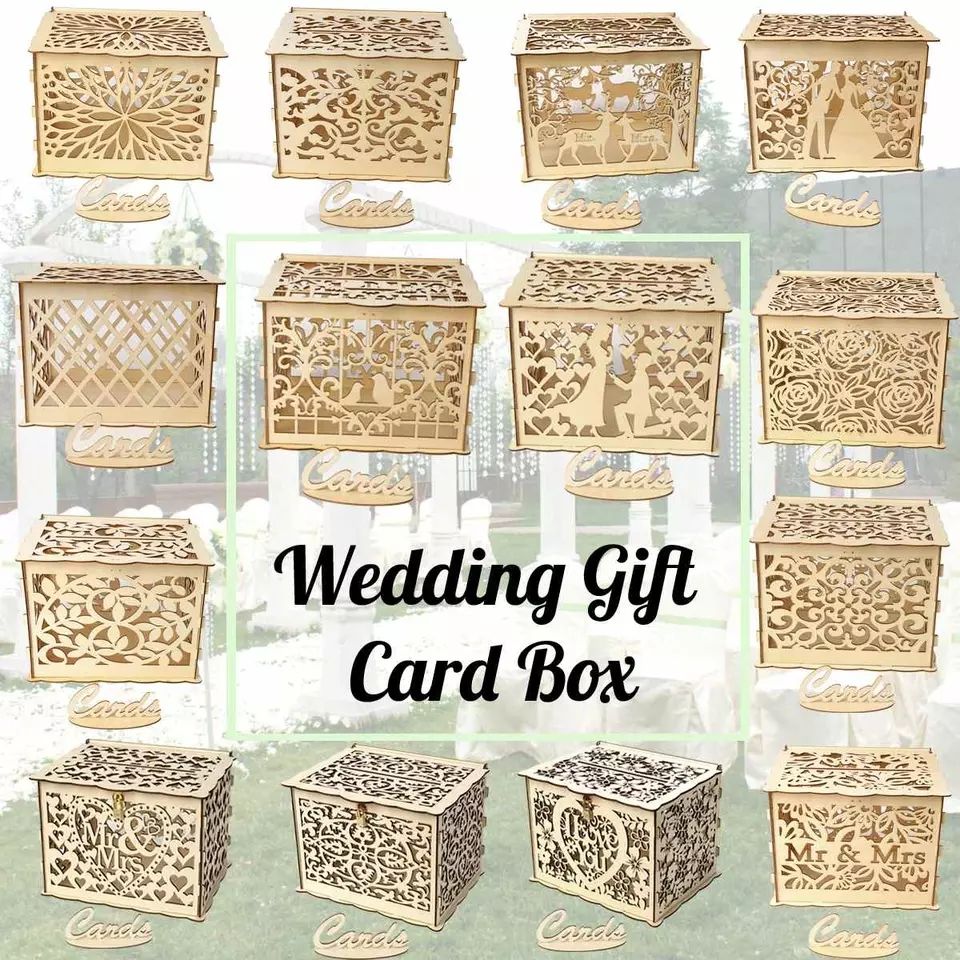 2019 Wedding Money Box Holder With Sign Large Rustic Wood Wooden