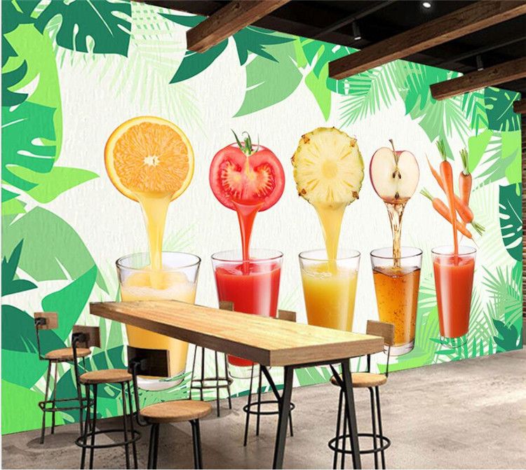 Vegetable Juice Fruit Juice Shop Restaurant Background Wall Mural
