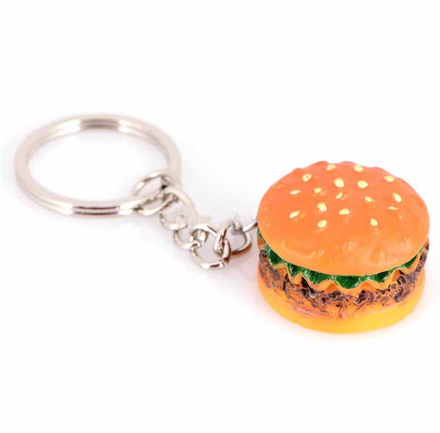 New Hamburger Food Shaped Pendent Keychain Resin Keyring Best Gift For Kids