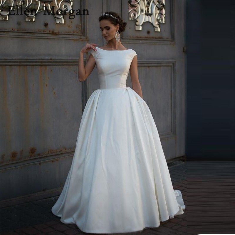 simple satin wedding gown