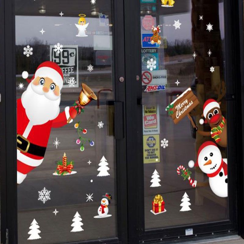 Portas e janelas acessórios loja janela vidro cena de natal decorar adesivos de parede Portas e janelas acessórios loja janela vidro cena de natal decorar adesivos de parede