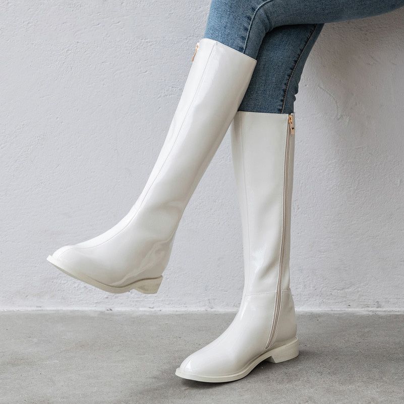 white flat boots