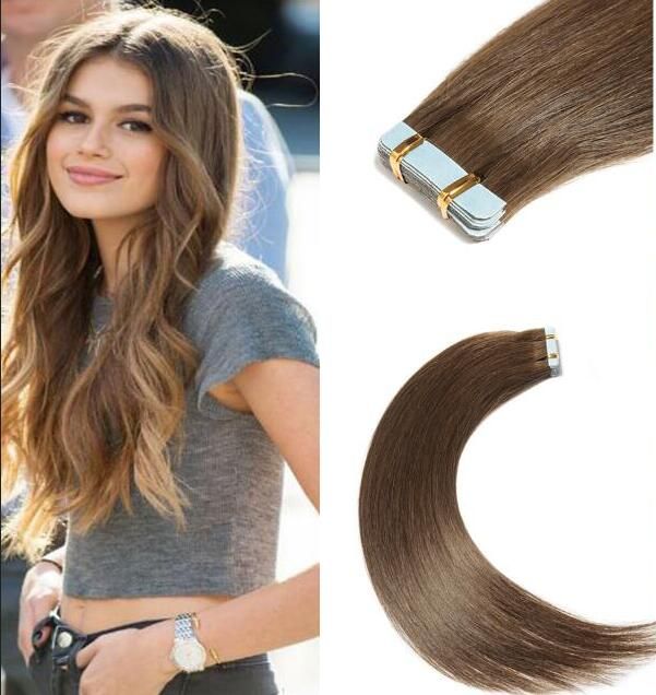 20 inch straight tape hair extensions double side tape in remy h