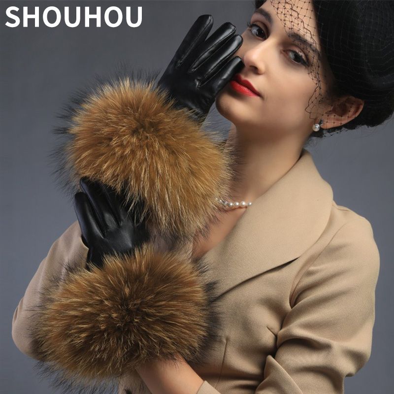 fur cuff gloves