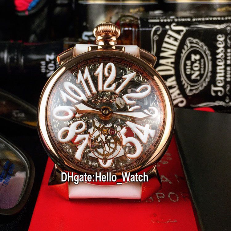 New GAGA Milano Manuale48 5011.05S Small Seconds Gold Skeleton ...
