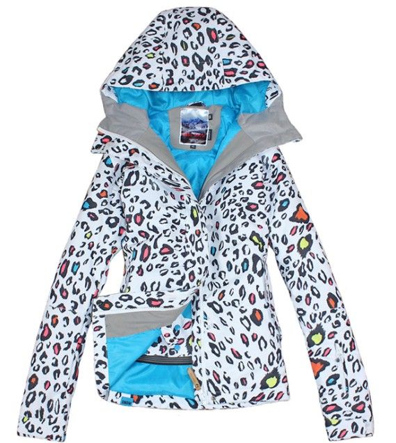 leopard ski coat