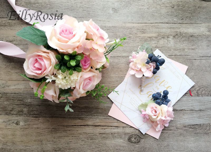 Acheter Petite Taille Rose Bouquet De Mariée Pour Demoiselle Dhonneur Fleur Filles De Mariage Fleurs Roses Artificielles Ruban De Soie Beau Bouquet