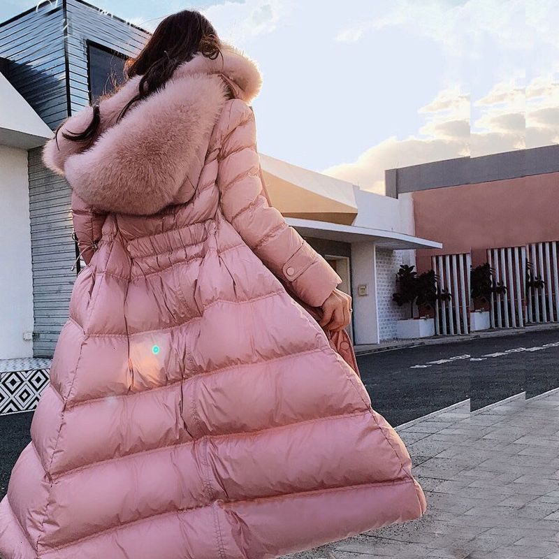 Real Genuine Mink Fur Long Coats Lapel Thicken Winter Jackets Warm Womens Parkas 
