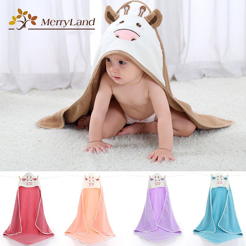 Baby Hooded Bath Towel Bathrobe Toddler Boy Girls Animal Cartoon Coral Velvet UK